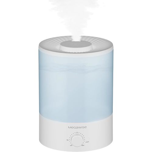 MegaWise Healthy Top-Refill Cool Mist Humidifiers for Bedroom, 24dB Ultrasonic Air Vaporizer with Water Filter for Baby [PP Material], Colorful Night Light,1 Gal Essential Oil Diffuser, Auto Shut Off
