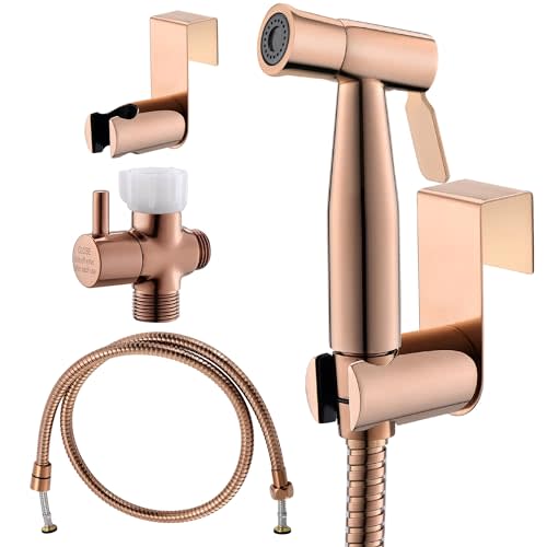 Purrfectzone Bidet Sprayer for Toilet, Bidet Sprayer for Feminine Wash, Premium Stainless Steel Jet Spray for Toilet, Wall-Mounted or Toilet Tank Mounted - Rose Gold