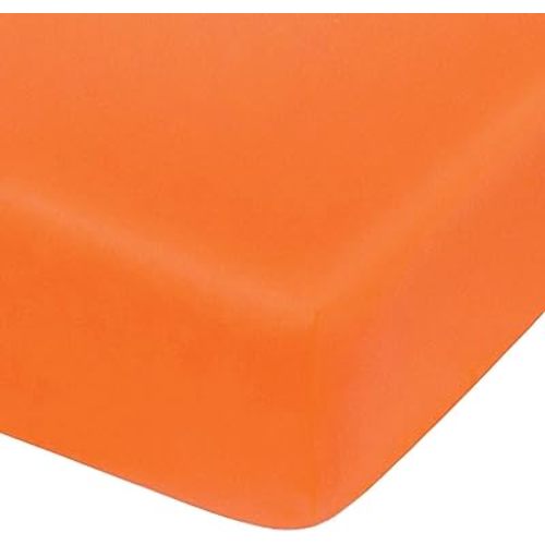 NTBAY 100% Brushed Microfiber Fitted Crib Sheet, Super Soft and Cozy 28x52 Crib Sheet for Standard Crib and Toddler Mattresses, Boys, Girls, Unisex, Orange, 28x52 Inches