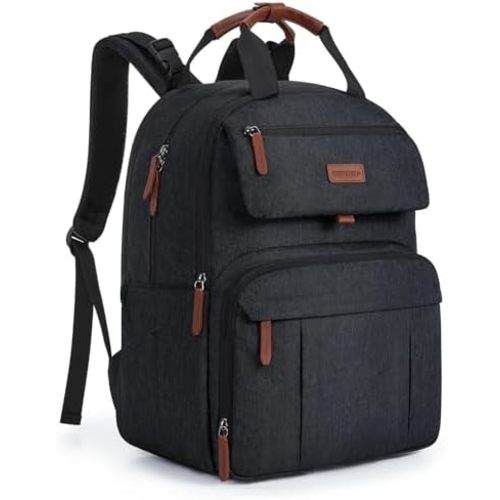 mommore Diaper Bag Backpack, Large Diaper Bag Expandable for 2 Kids/Twins, Durable Baby Bag with Changing Pad, Water Resistant Travel Diaper Backpack for Mom Dad