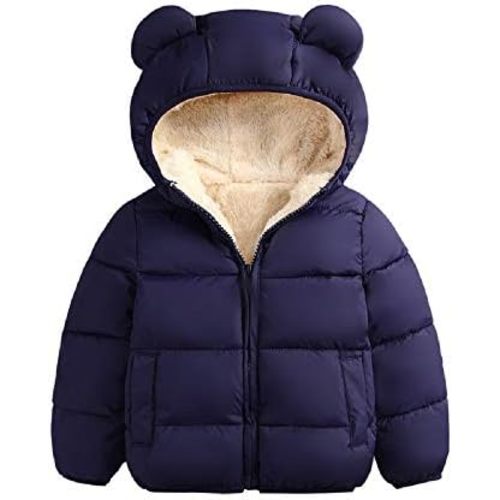Winter Infant Kids Baby Girls Boys Hooded Snowwear with Bear Ears Toddler Outerwear Lining Coat Warm Jacket