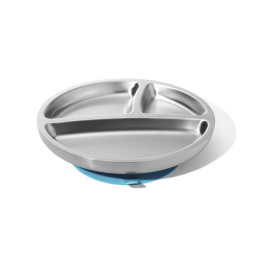 Avanchy | Stainless Steel Toddler Plates, BLW Silicone Suction Divided