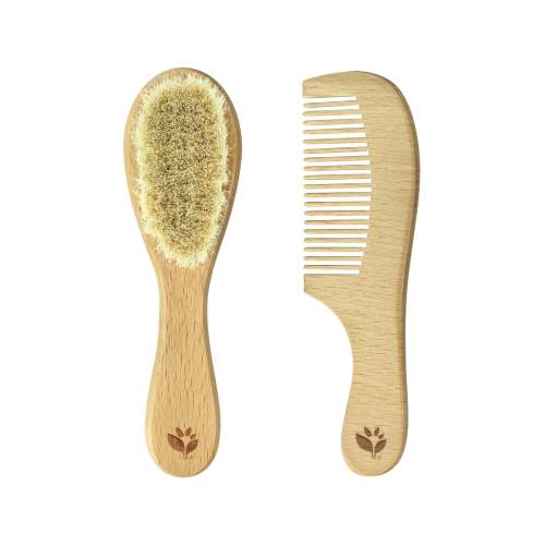 Baby Goat-Hair Brush & Comb Set for Baby's Delicate Scalp