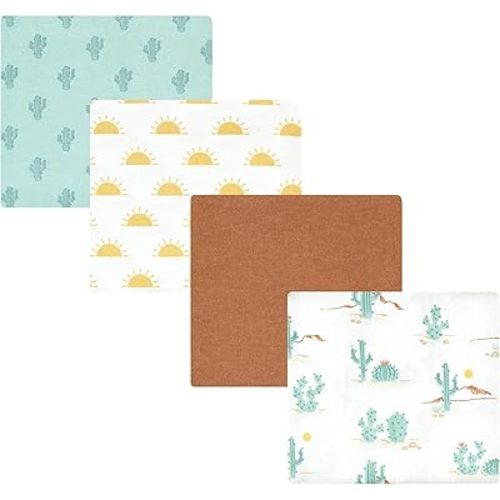 Hudson Baby Unisex Baby Cotton Flannel Receiving Blankets, Desert Cactus, One Size