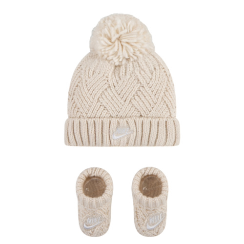 Newborn Baby Nike Cable Knit Hat & Booties Matching Set