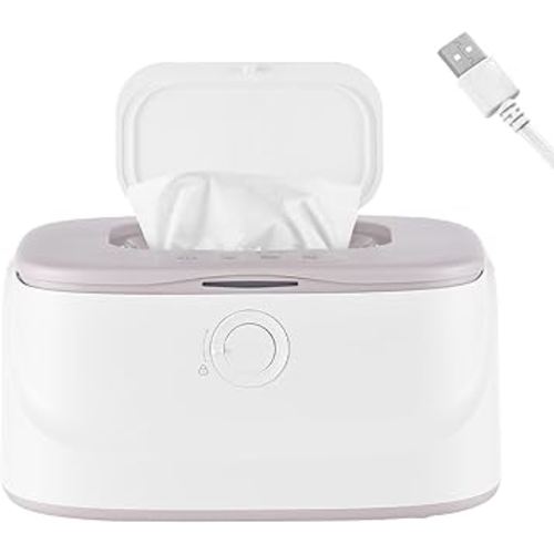 Wipe Warmer and Baby Wet Wipes Dispenser | Wipes Warmer for Newborn Baby Fast Top Heat | USB Travel & Portable Wipe Warmer with Light, Spring, Safety Lock | Wet Wipes Warmer for Bathroom 3 Temperature