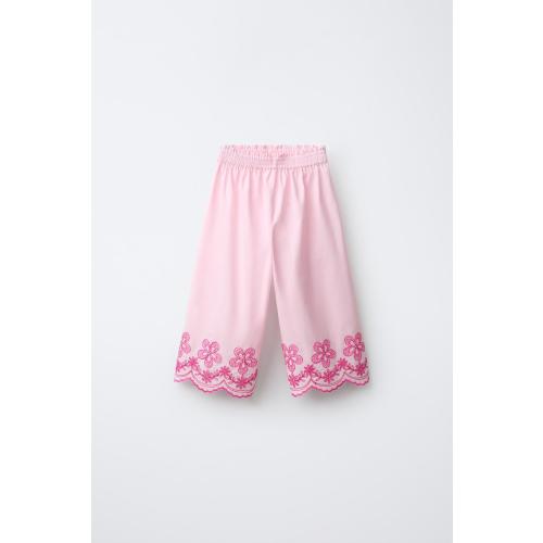 EMBROIDERED FLORAL CULOTTES - Pink | ZARA United States