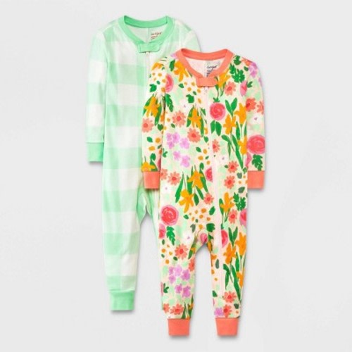 Baby Girls' 4pc Easter Plaid & Floral Printed Union Suits - Cat & Jack™ Green, Size: 18M