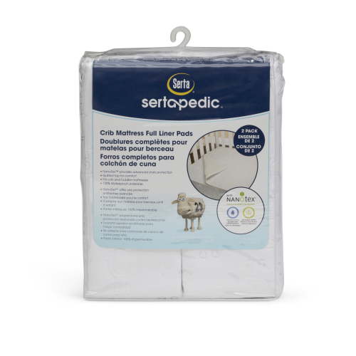 Serta Waterproof Crib Mattress Liner Pads, Pack of 2