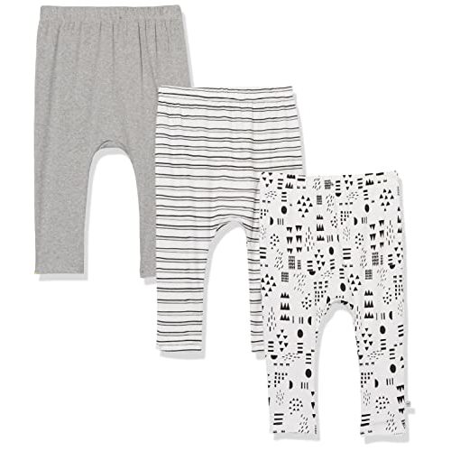HonestBaby Multipack Harem Pants Roomy Fit Pull on Bottoms 100% Organic Cotton for Infant Baby Boys, Girls, Unisex