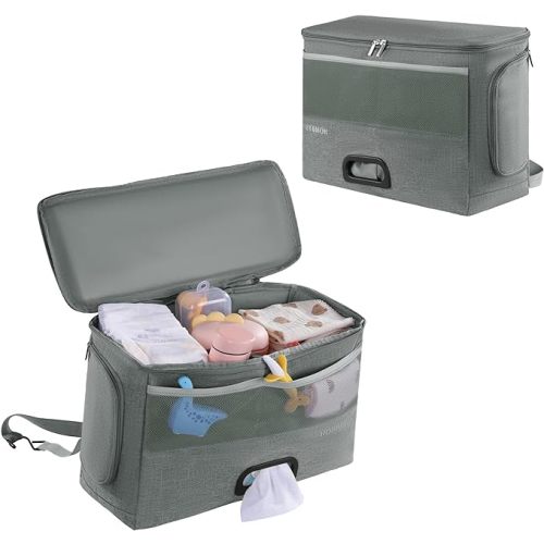 HOMBYS Car Diaper Caddy Organizer,Travel Diaper Caddy with Lid, Trunk Organizer For Suv,Car Organizers And Storage,Cat Seat Organizer, Backseat Car Organizer,Nursery Storage Bin Basket