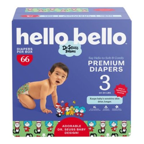 Hello Bello Dr. Seuss Babies Premium Diapers Club Box, Size 3, 66 Count (Select for More Options)