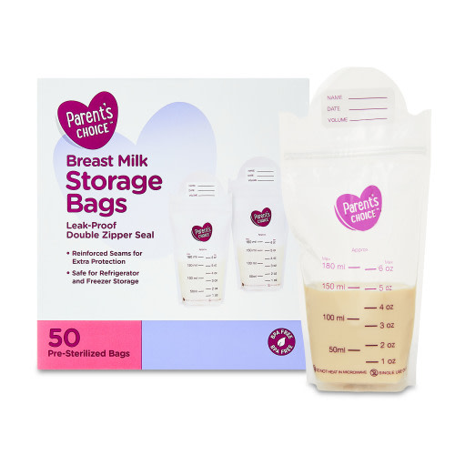 Parent’s Choice Breast Milk Storage Bags, 6 oz, 50 Count