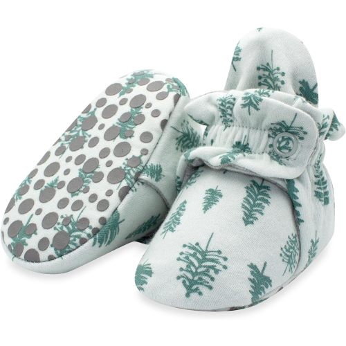 Zutano Unisex Organic Cotton Baby Booties With Gripper Soles - 3 Months Infant - Pine Trees