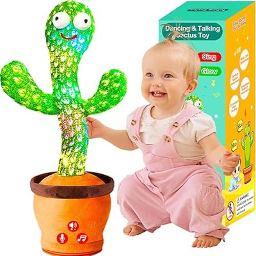 Volume Adjustable Dancing Talking Cactus Toy for Baby Toddler, Interactive Cactus Baby Toy, Mimicking Singing Repeating, Baby Toys for 6-18 Months Girls Boys, Birthday Gifts