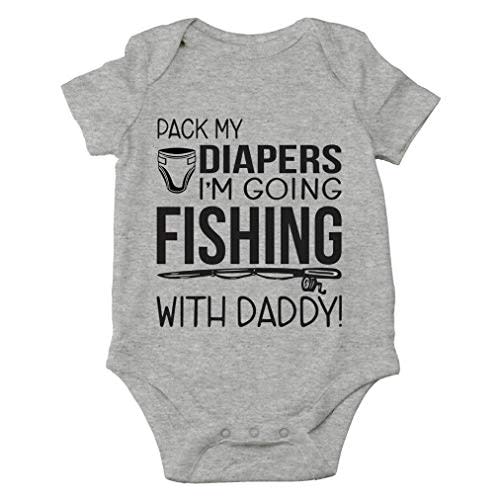 AW Fashions Pack My Diapers, I'm Going Fishing With Daddy Baby Bodysuit Newborn Boy Outfits Cute Romper