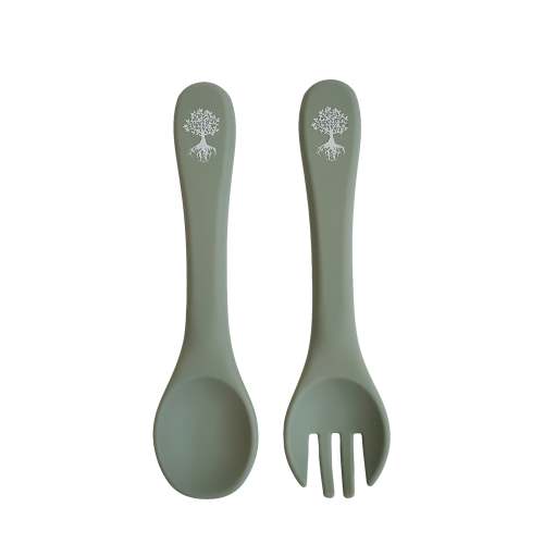 Spoon and Fork Set in Jade