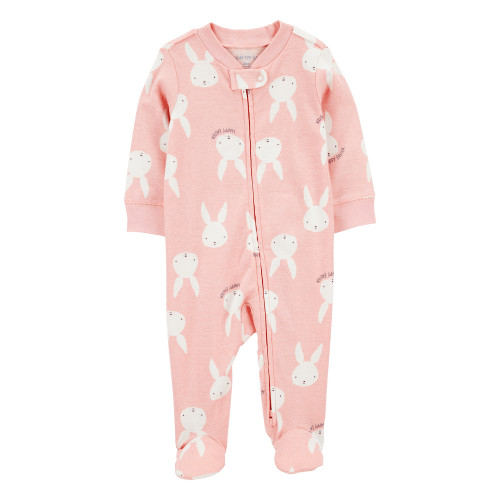 Baby Bunny 2-Way Zip Cotton Sleep & Play Pajamas - Pink - Carter's | Carter's