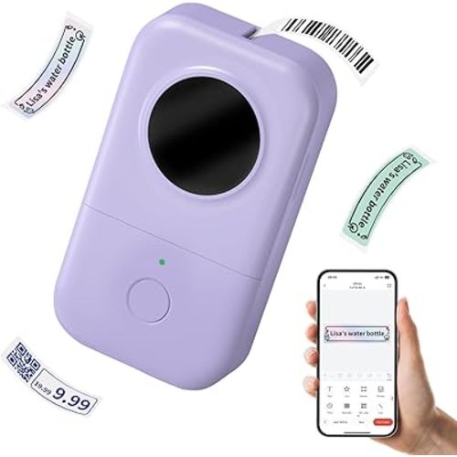 Phomemo D30 Label Makers, Bluetooth Mini Label Maker, Sticker Maker Machine Ideal for Home Office Organization Inkless Thermal Printer Multiple Font Styles & Templates Purple
