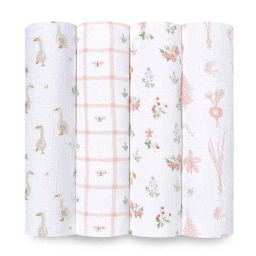 aden + anais essentials Muslin Swaddle Blankets - 4pk, Color: Country Floral