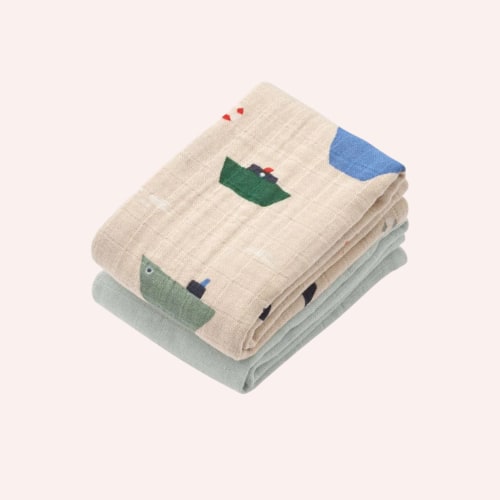 Lewis Muslin Cloth 2-pack - Sailing/Dove Blue Mix