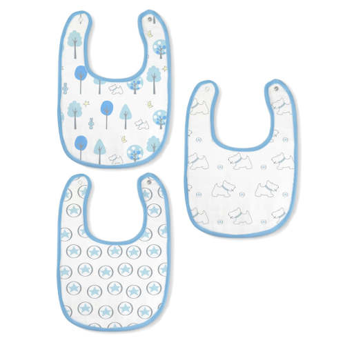 Muslin Baby Bibs - Blue Forest (Set of 3) – SwaddleDesigns