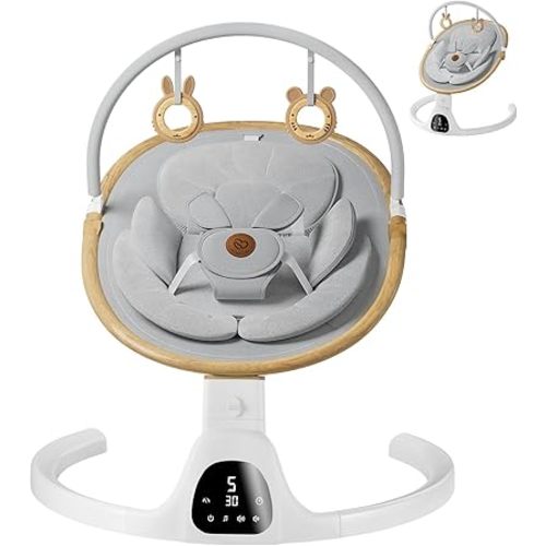 Baby Swings for Infants, Fasonbaby Bluetooth Infant Swing with Music Speaker with 3 Seat Positions, 5 Speeds and Remote Control - Portable Baby Swing for Indoor and Outdoor (White)