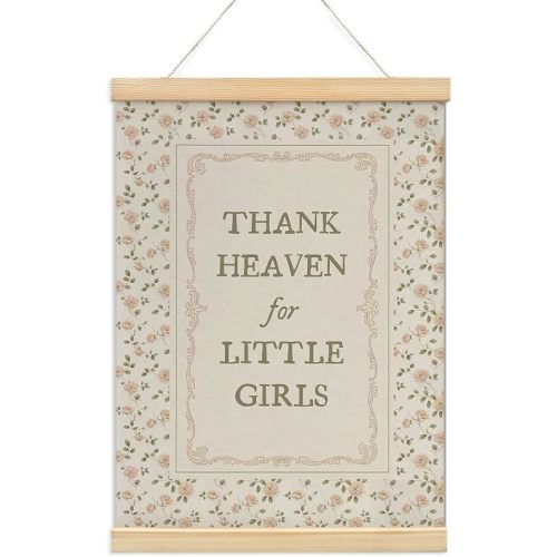 NaZaUK Baby Girl Nursery Decor, Thank Heaven for Little Girls Art, 12x16