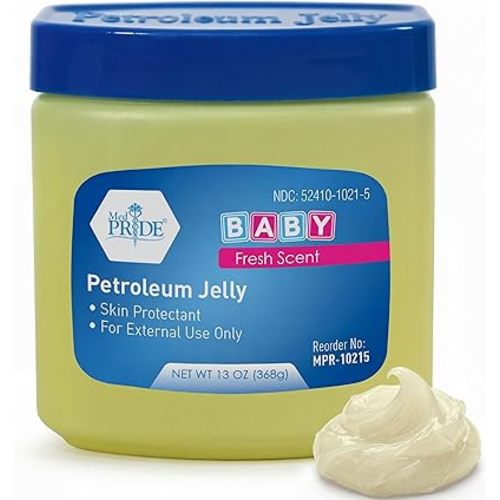 MED PRIDE Petroleum Jelly with Fresh Baby Scent, Baby Blue, 13 oz – Skin Protectant & Moisturizer for Dry Skin, Rashes, Minor Burns, Wounds, Chapped Lips, Dry Hands & Diaper Rash