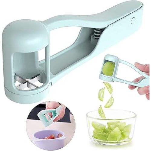 Grape Cutter for Toddlers 1-3, Blueberry, Cherry Tomatoes, and Strawberry Cutter with Semi-Circular Design, Ergonomic Long Handle
