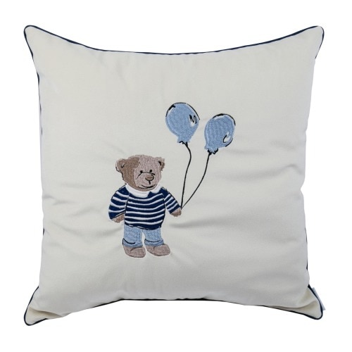 Mr. Teddy Ralph - Handcrafted Embroidered Decorative Pillow Cover for Cozy Spaces