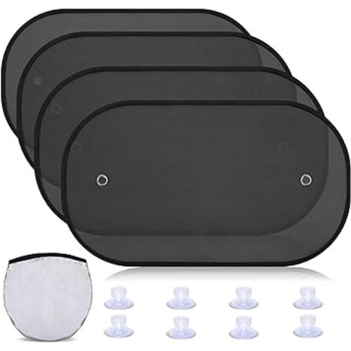 ZATOOTO Car Window Shades for Baby 4 Pack, Car Side Window Sun Shade Sun Blocker with Enhanced Suction Cups Protect Kids and Pets from Sun Glare and Heat