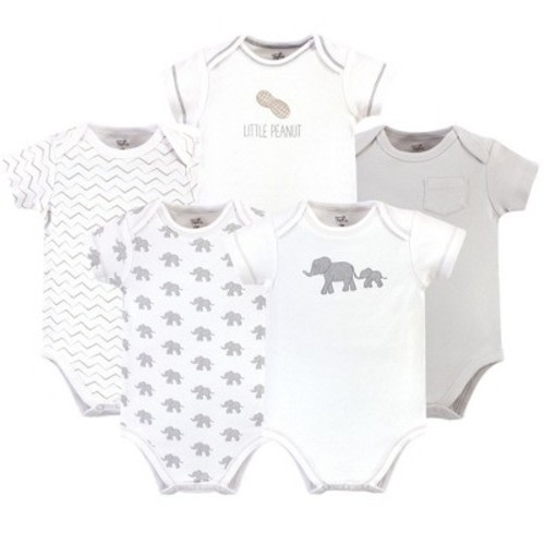 Touched by Nature Organic Cotton Bodysuits 5pk, Marching Elephant, Size: 0-3 months