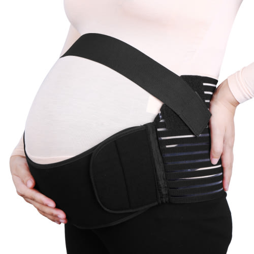 Unique Bargains Pregnancy Belly Band Antepartum Abdominal Nylon Back Support L Black