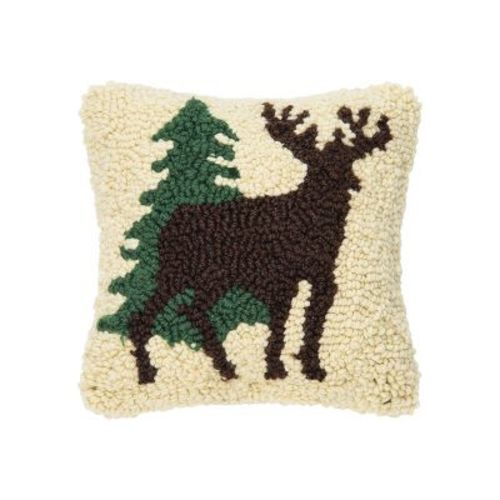 C&f Home 8" X 8" Dear Forest Hooked Small Petite Throw Pillow