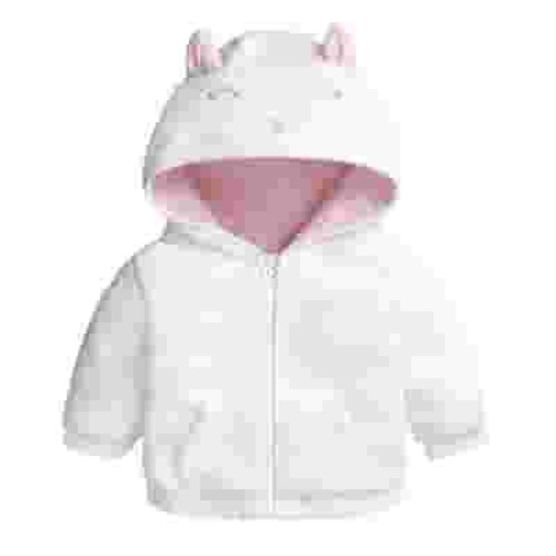 VERUGU Baby Jacket Newborn Infant Boy Girl Cute Ear Hooded Pullover Tops Warm Coat White 3-6 Months