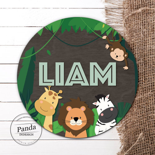 Safari Sign, Personalized Nursery decor, Jungle Nursery Decor, Boys Room, Monkey, Lion, Giraffe