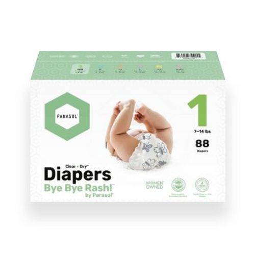 Parasol Clear+Dry Natural Disposable Diapers, Size: Size 1