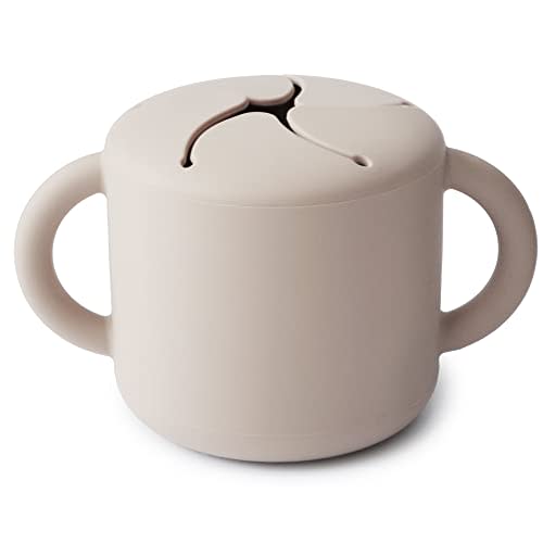 mushie Silicone Snack Cup | Spill Proof Food Container for Toddler and Baby (Ivory)