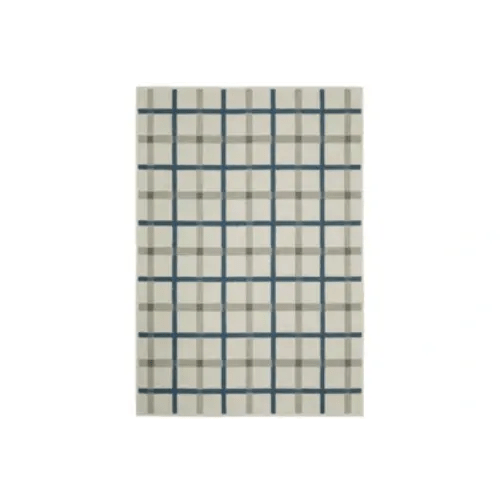 7'10"X10' Fiber Indoor/Outdoor Rug-Spruce Windowpane Plaid Cobalt & Grey | Low Pile | Rectangle | UV Resistant | Living Spaces