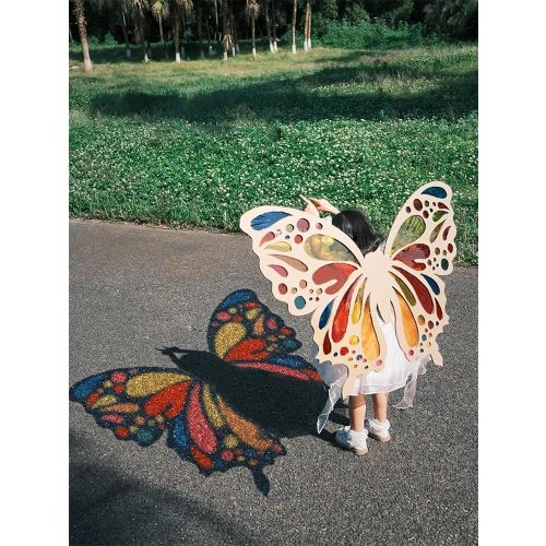 Kids Handmade Toy Butterfly Wings Colored Cellophane Light and Shadow Wood Plank Parent-Child Interaction (4 Pack) : Home & Kitchen