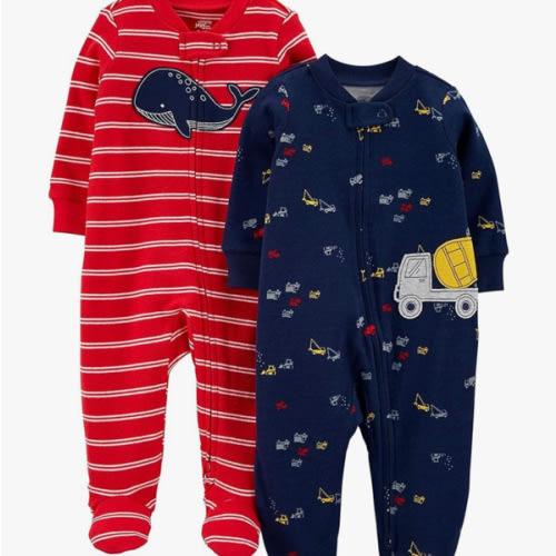 Simple Joys by Carter's baby-boys 2-way Zip Thermal Footed Sleep and Play, Pack of 2