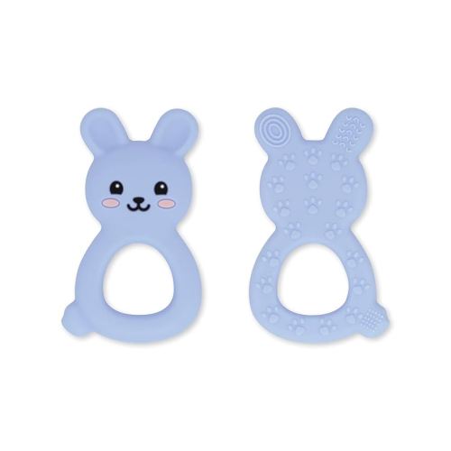 Bunny Teether Toy for Babies 3-12 Months, Soft Silicone Chew Toy for Sore Gums, Freezable & Dishwasher Safe, Easy Grip Teething Relief Gift for Baby Girls and Boys (Light Blue)
