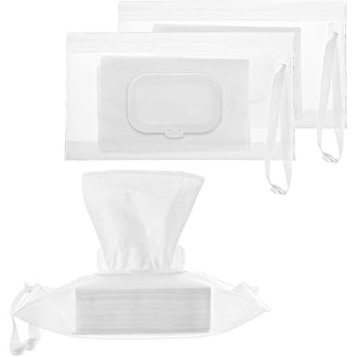 Portable Wet Wipe Pouch Dispenser, 3 Pcs Clear Wipe Dispenser Reusable Refillable Wipe Holder Flushable Baby Wipe Case Wipes Container for Travel Strollers Backpacks Wallets(Square Cover)