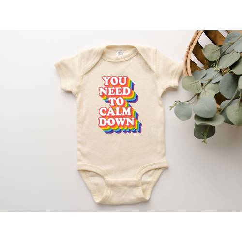 You Need To Calm Down Babysuit Rainbow Shirt Gay Lesbian Trans Bisexual Lgbtq Pride Equality Onepiece Babysuit For Infant Toddler Youth Ally