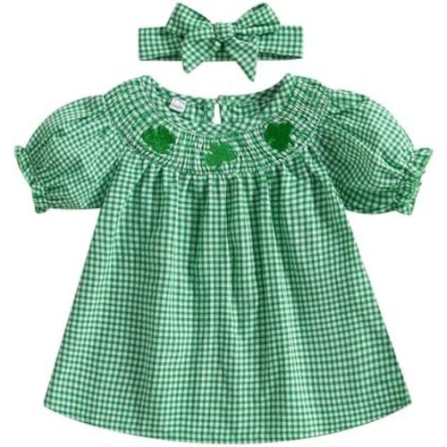 St Patricks Day Outfit Baby Girl Smocked Dress Fly Sleeve Shamrock On Stripes Dresses Girls Irish Outfits
