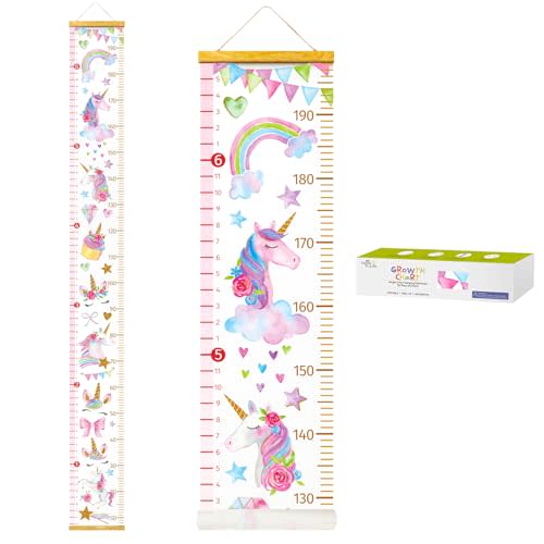 HomeEvolution Kids Growth Chart Height Measuring Chart, Unicorn Canvas Wall Hanging Rulers for Baby Children Girls Bedroom Decor