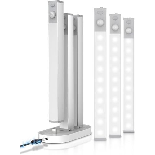 6 Pack Led Under Cabinet Lights Wireless with Charging Station, 7’’ Rechargeable Motion Sensor Light Indoor, Dimmable Closet Lights for Cabinets, Bookshelf, Stair, Hallway