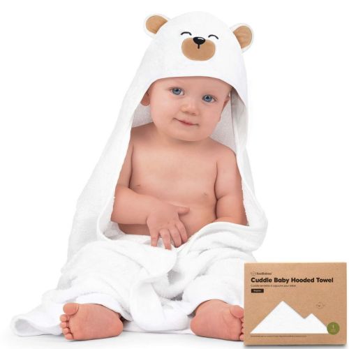 Keababies Cuddle Baby Hooded Towel, Organic Baby Bath Towel, Hooded Baby Towels, Baby Beach Towel For Newborn, Kids (grizzly)