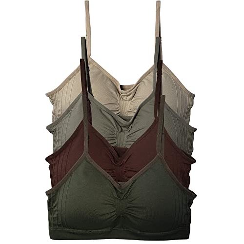 Kalon 4 Pack Women’s Nylon Spandex Removable Pads Comfort Cami Bras Wireless